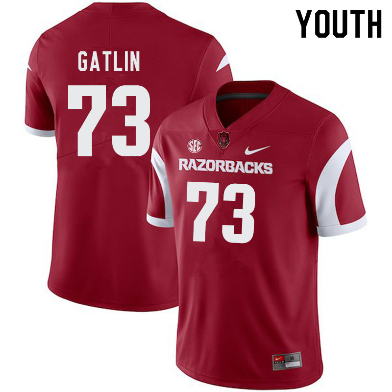 Youth #73 Noah Gatlin Arkansas Razorbacks College Football Jerseys-Cardinal